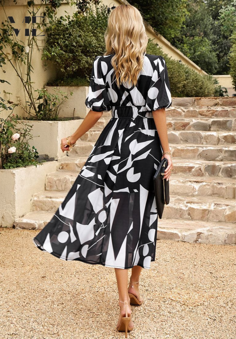 Aria Women's Abstract Print Belted Midi Dress Collection